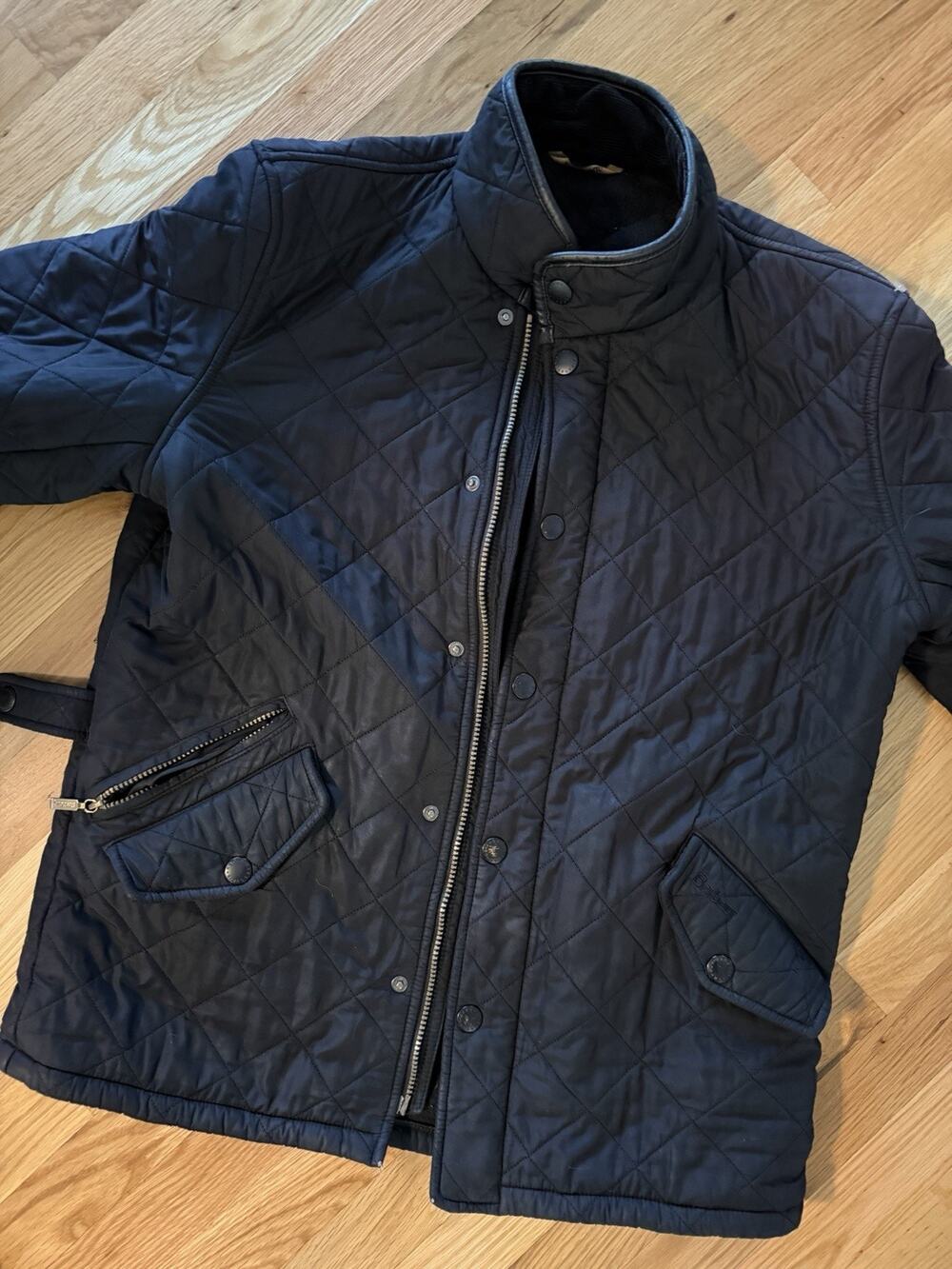 Barbour Men's Black Quilted Jacket Size Medium Used
